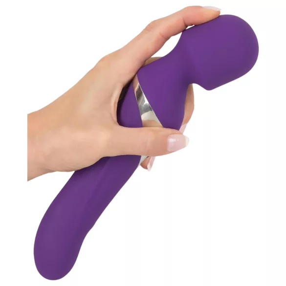 Javida - wibrator masujący 2w1 z perełkami - silikon fioletowy