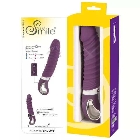 Smile - wibrator ładowany USB z funkcją podgrzewania - silikon, fioletowy