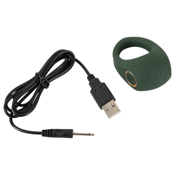 Emerald Love - akumulatorowy, wodoodporny wibrujący pierścień na penisa (zielony)