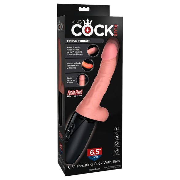 King Cock Plus 6,5 - wibrator z jądrami - realistyczny - beżowy