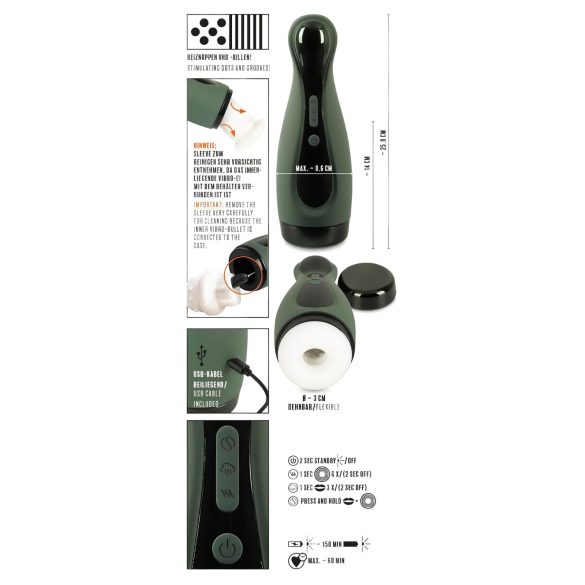 Rebel - masturbator męski z funkcją ssania i wibracji - akumulator