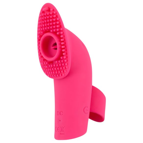 SMILE Licking - falujący i językowy mini wibrator na palec (różowy)