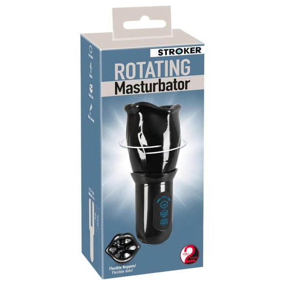 STROKER - masturbator rotacyjny akumulatorowy - usta - czarny