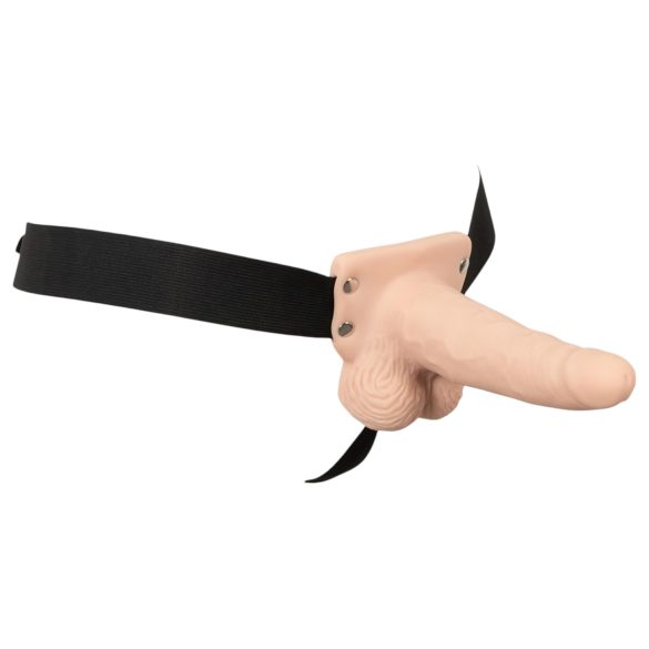 You2Toys - strap-on z wibracją - pusty dildo - kolor cielisty