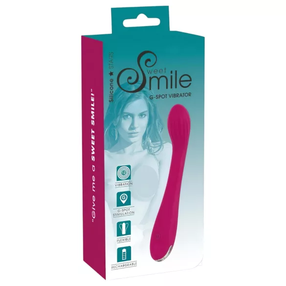 SMILE - wibrator do punktu G - ładowalny, żebrowany - fioletowy