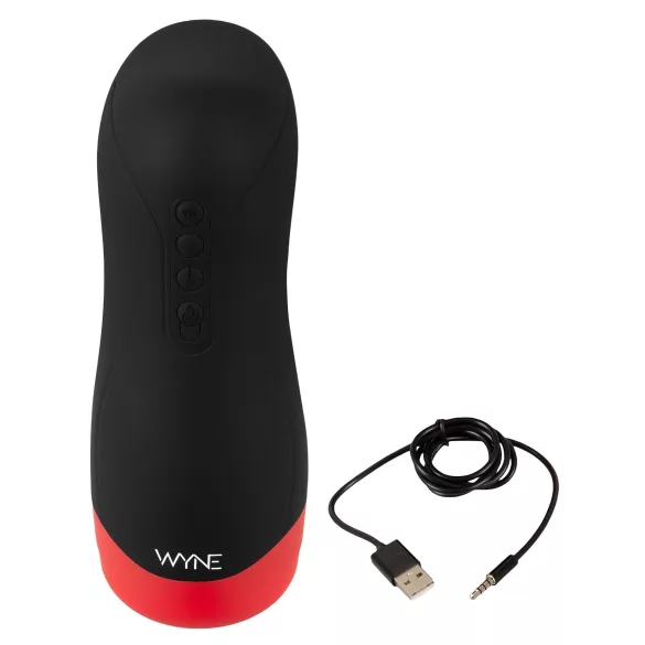 WYNE 01 - masturbator męski wibracyjno-ssący z podgrzewaniem - czarny