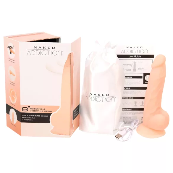 Naked Addiction - wibrator rotacyjny - realistyczny - 20 cm - beżowy