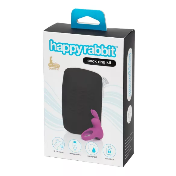 Happyrabbit - pierścień wibrujący na penisa z etui - silikon fioletowy