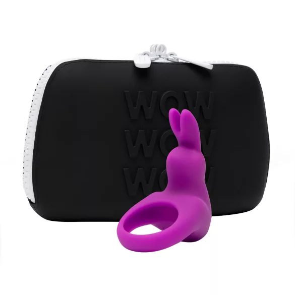 Happyrabbit - pierścień wibrujący na penisa z etui - silikon fioletowy