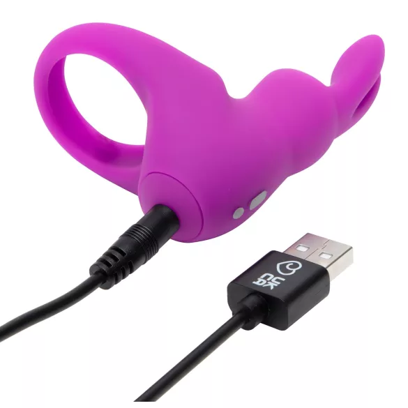 Happyrabbit - pierścień wibrujący na penisa z etui - silikon fioletowy