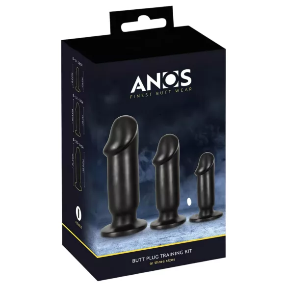 Anos Training Kit - zestaw korków analnych 3 sztuki - czarny