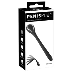   Penis Plug Dilator - akumulatorowy, wibrujący dilator (1 cm, czarny)