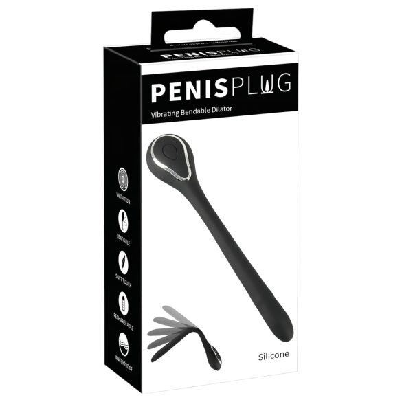 Wibrator do penisa – ładowalny, dilator wibracyjny (1,1 cm), czarny
