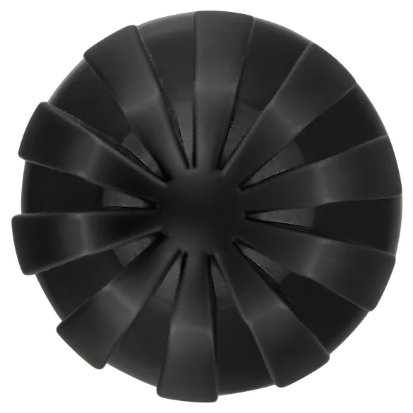 ANOS - żebrowany miękki korek analny - 7 cm (czarny)