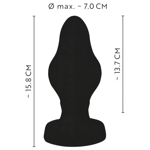 ANOS - żebrowany miękki korek analny - 7 cm (czarny)