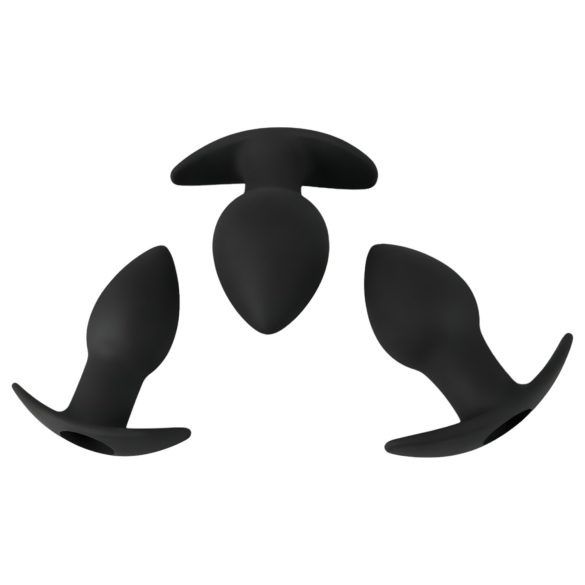 Black Velvets - zestaw wibratorów analnych akumulatorowych - 3 sztuki - czarny