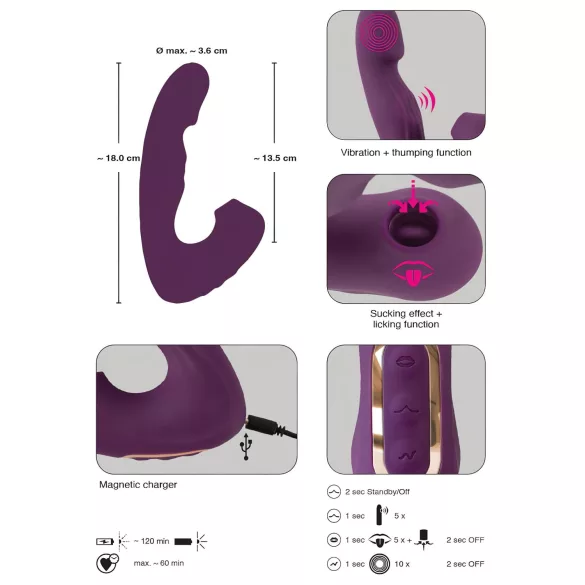 Javida - wibrator 4w1 do łechtaczki - silikonowy - fioletowy
