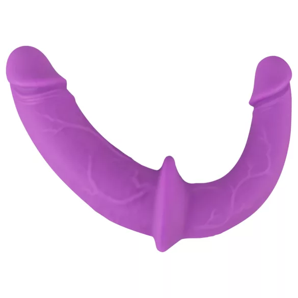 SMILE - podwójny strap-on z majtkami - silikonowy - fioletowo-czarny