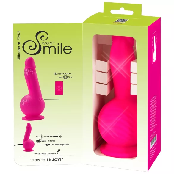 SMILE Powerful - wibrator akumulatorowy z przyssawką i 2 silnikami - różowy