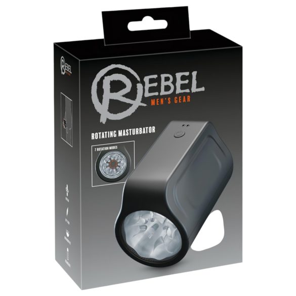 Rebel - masturbator obrotowy wodoodporny - czarny