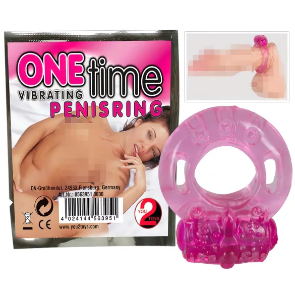 You2Toys - Jednorazowy wibrujący pierścień na penisa (różowy)