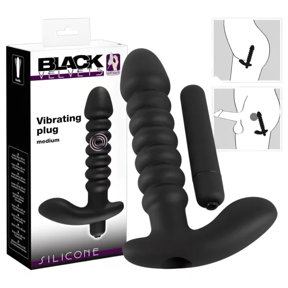 Black Velvets - wibrator żebrowany - średni - czarny
