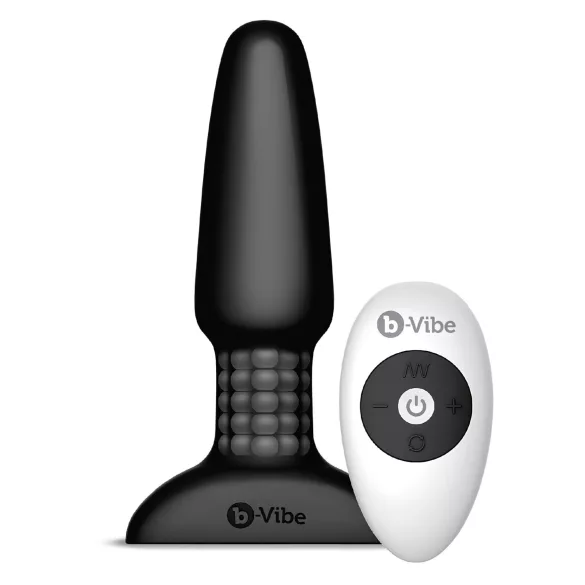 b-Vibe - obrotowy koralikowy wibrator analny z akumulatorem (czarny)