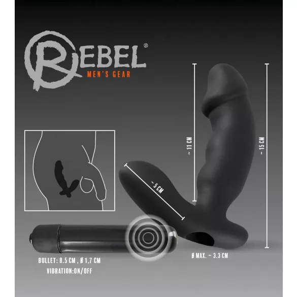 Rebel - wibrator prostaty z penisem (czarny)