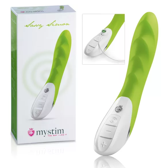 mystim - wibrator z 2 silnikami - wodoodporny silikon - zielony