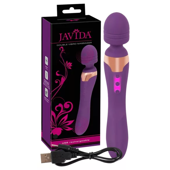 Javida Double - wibrator masujący - podwójny - silikon - fioletowy