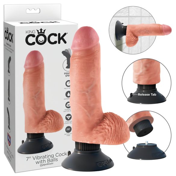 King Cock 7 wibrator z przyssawką (18 cm) - naturalny
