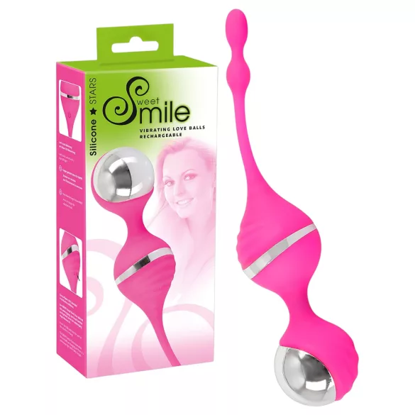 SMILE - kulki gejszy wibrujące - silikonowe - różowe