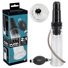   You2Toys - pompka do penisa i masturbator 2w1 - przezroczysty