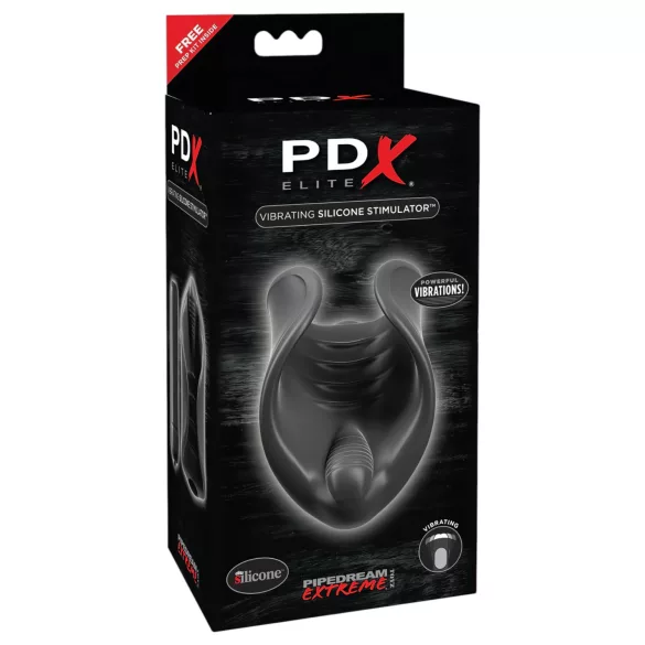 PDX Elite - wibrator na penisa - silikonowy - czarny