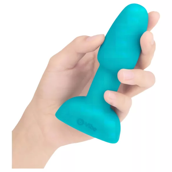 b-Vibe - wibrujący korek analny z obrotowymi kulkami - silikon turkusowy