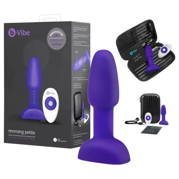 b-Vibe Rimming - obrotowy analny wibrator z koralikami (fioletowy)