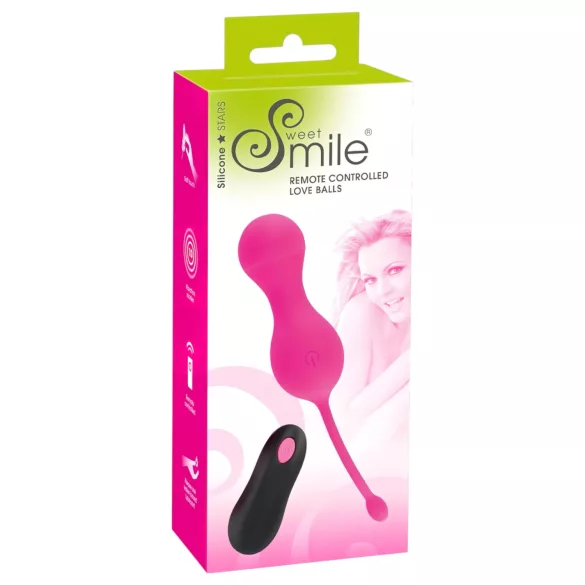 SMILE Love Balls - noszone wibrujące jajeczko na akumulator, sterowane radiowo (różowe)