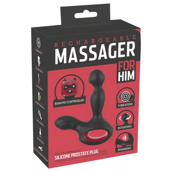 You2Toys - masażer prostaty wibrujący z funkcją ogrzewania i rotacji - czarny