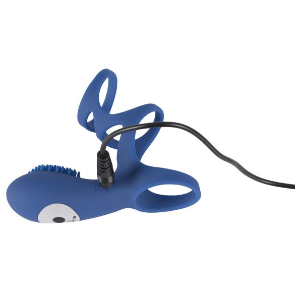 Smile - pierścień na penisa wibrujący akumulatorowy - niebieski