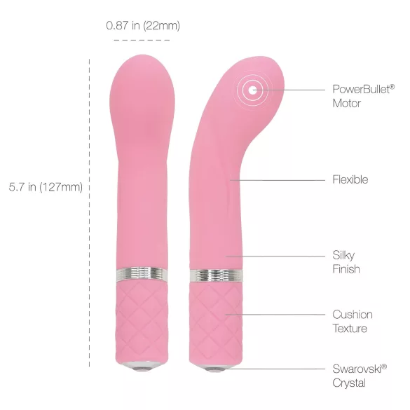 Pillow Talk Racy - wąski wibrator do punktu G, akumulatorowy (różowy)