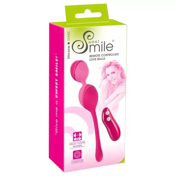 SMILE Love Balls - noszone radiowe wibrujące jajeczko - 82 g (różowe)