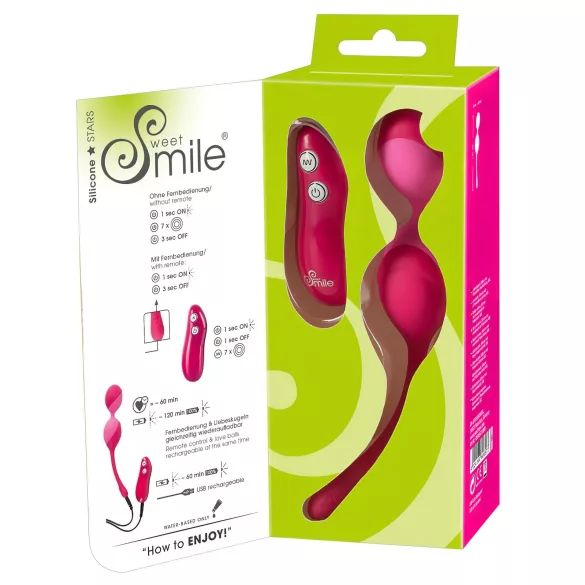 SMILE Love Balls - noszone radiowe wibrujące jajeczko - 82 g (różowe)