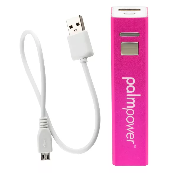 PalmPower Wand - wibrator do masażu z powerbankiem - różowo-szary