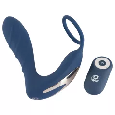   You2Toys - wibrator analny z pierścieniem na penisa - silikon niebieski
