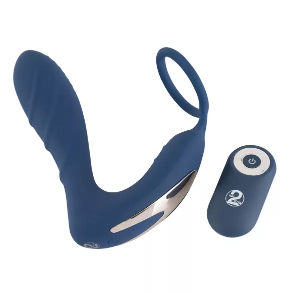 You2Toys - wibrator analny z pierścieniem na penisa - silikon niebieski
