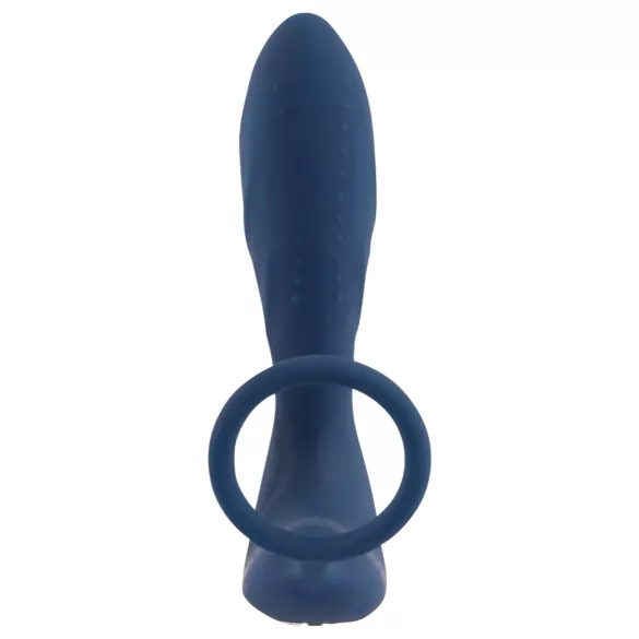 You2Toys - wibrator analny z pierścieniem na penisa - silikon niebieski