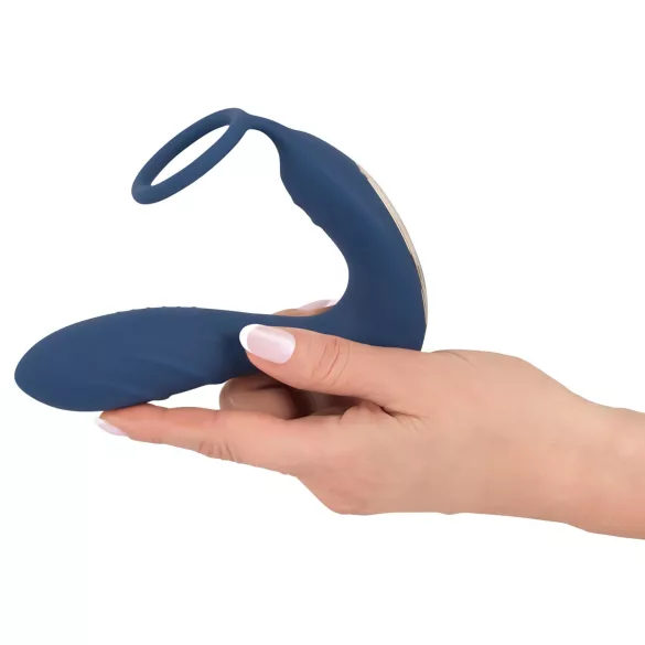 You2Toys - wibrator analny z pierścieniem na penisa - silikon niebieski
