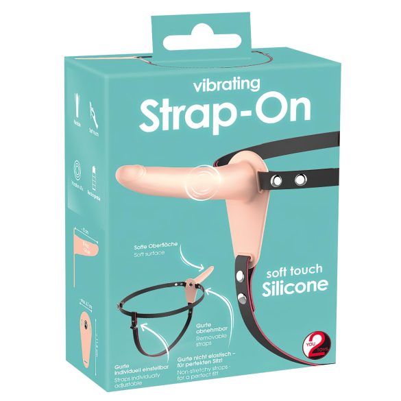 You2Toys - strap-on wibrator z paskiem - ładowany USB - naturalny