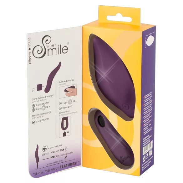 SMILE - wibrujący stymulator łechtaczki na majtki - fioletowy, ładowany USB