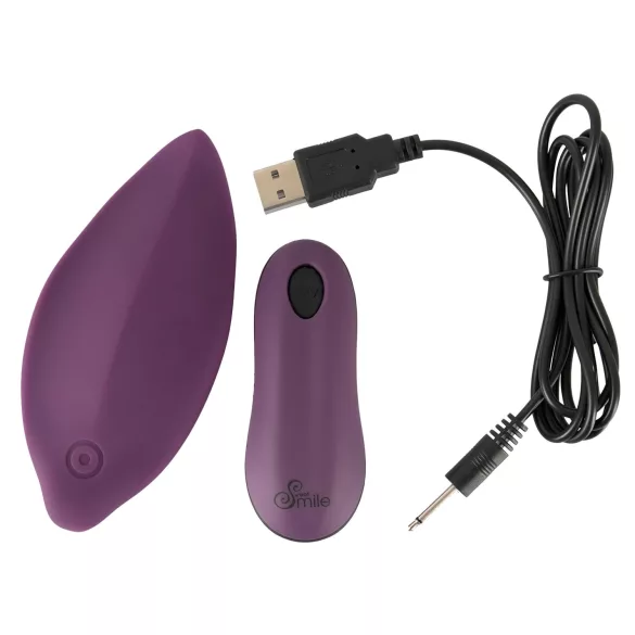 SMILE - wibrujący stymulator łechtaczki na majtki - fioletowy, ładowany USB